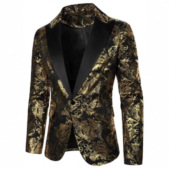 Herren Eleganter Smokingblazer mit floralem Jacquard-Muster Echoarchiv
