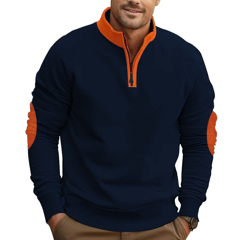 Herren nan Raglan-Pullover mit kurzem Reißverschluss, Stehkragen und ergonomischen Ellenbogen-Panels Echo Archiv