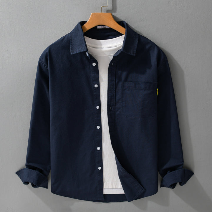 Damen Leichtes Baumwoll-Overshirt mit Kentkragen, aufgesetzter Brusttasche und Relaxed-Fit Echoarchiv