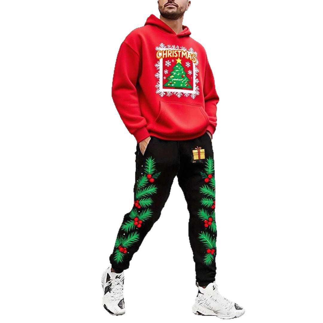 Herren Weihnachtsmotiviere Kapuzenpullover und Jogginghose Set Echoarchiv