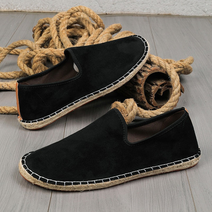 Herren Espadrilles aus Veloursleder mit geflochtener Juteborte und rutschfester Gummilaufsohle Echoarchiv