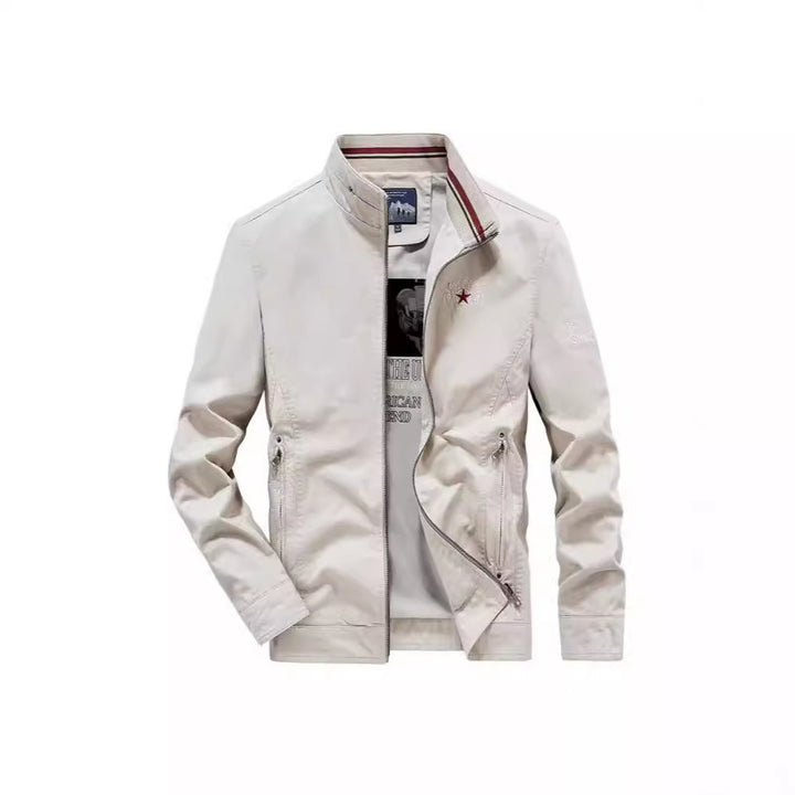 Herren Leichte Übergangsjacke mit Stehkragen, Frontreißverschluss und Innengrafik Echoarchiv