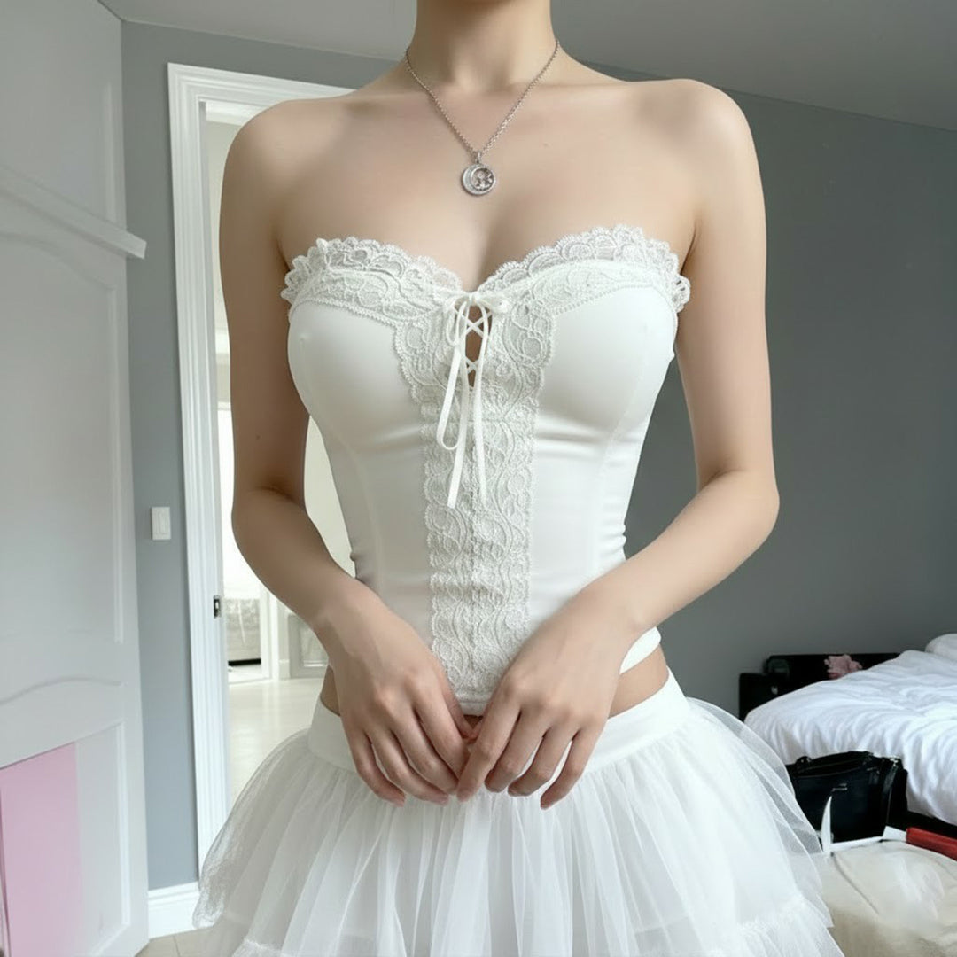Damen Spitzen-Corsage mit verstellbarem Schnür-Design Echo Archiv