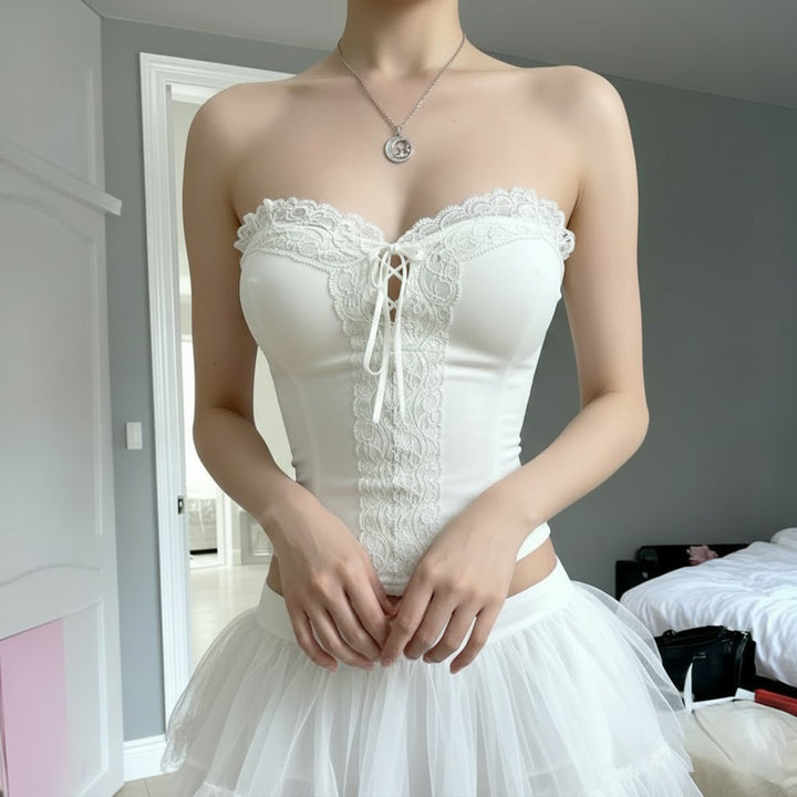 Damen Spitzen-Corsage mit verstellbarem Schnür-Design Echo Archiv