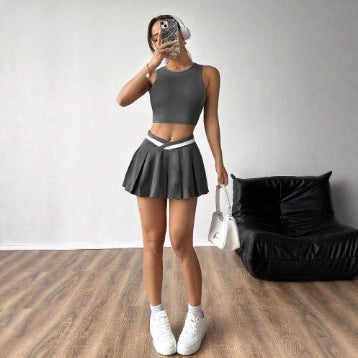 Damen Sportliches Crop-Top und Minirock Set Echo Archiv