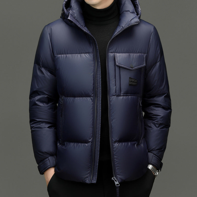 Herren Modische gesteppte Winterjacke mit Kapuze Echoarchiv