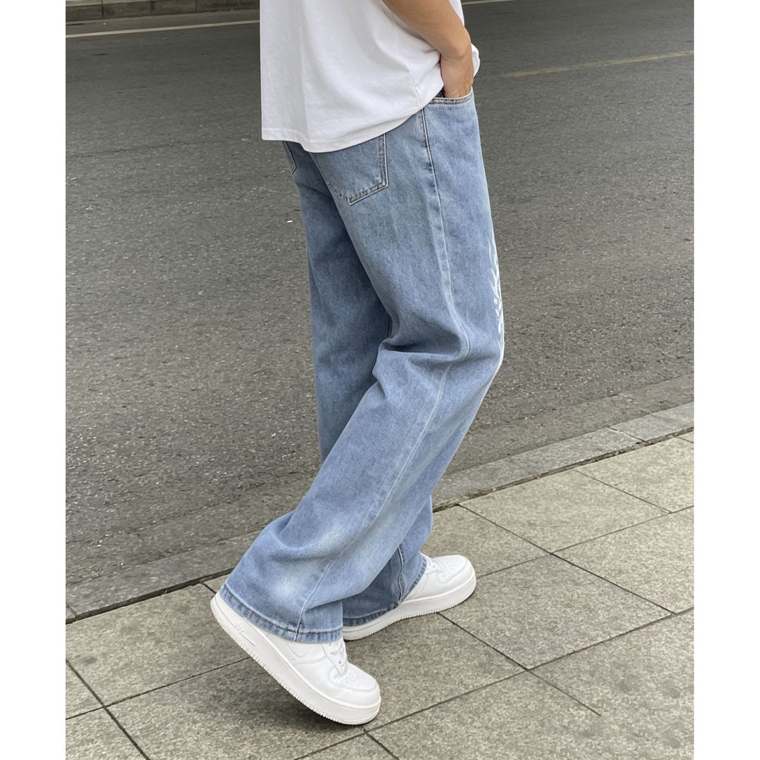 Herren Modische Loose-Fit Jeans mit einzigartigen Grafiken Echoarchiv