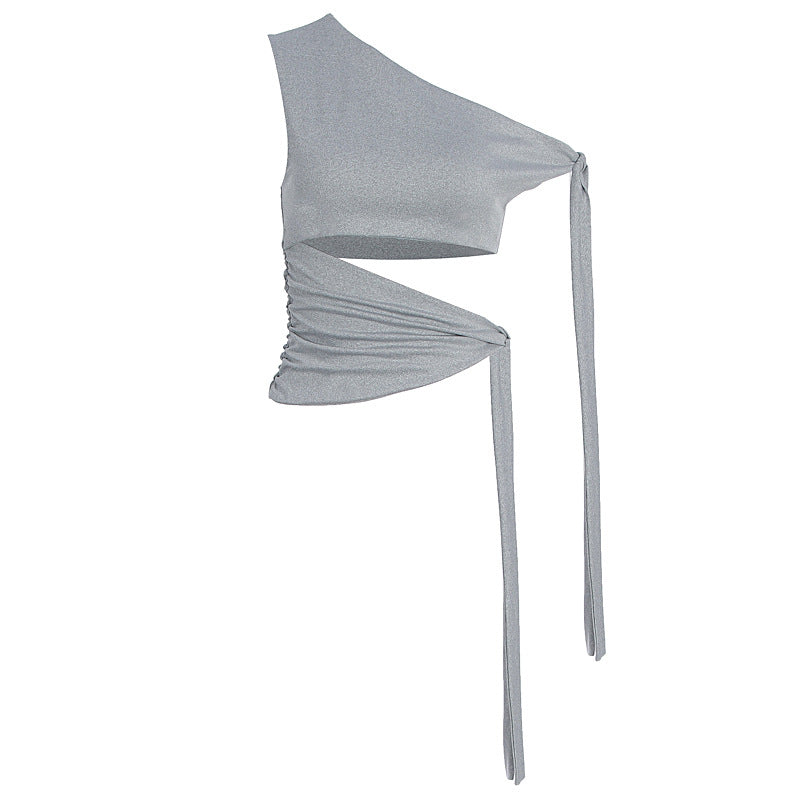 Damen asymmetrisches Wickel-Top mit schmeichelndem Drapierungseffekt Echo Archiv