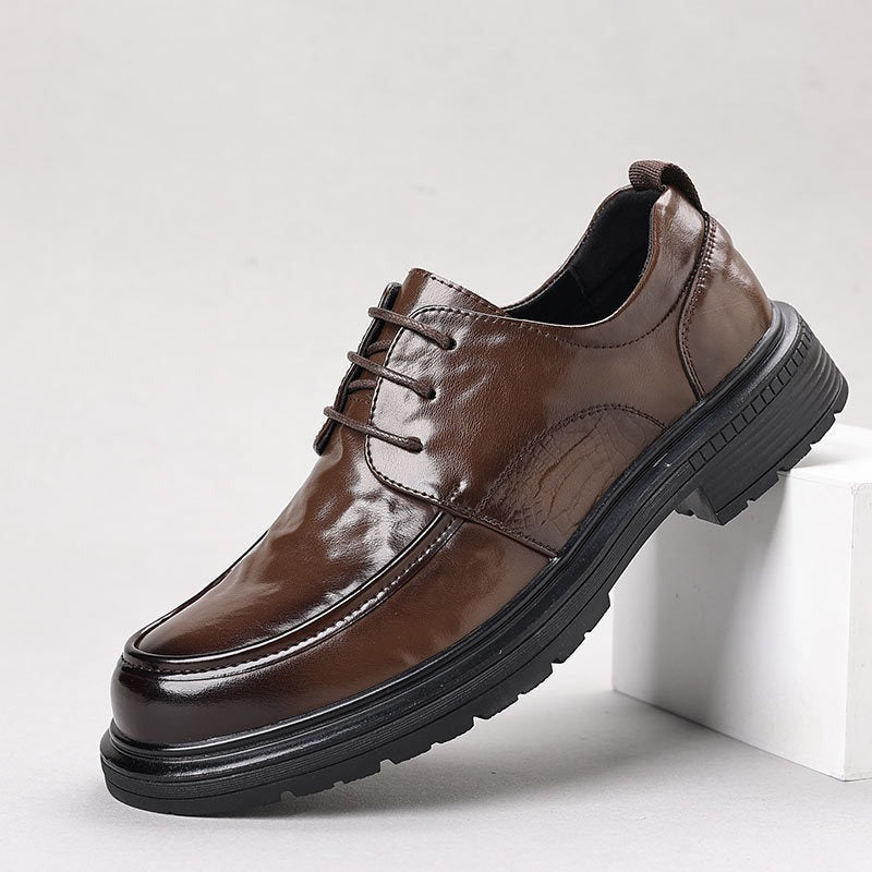 Herren Elegante Lack-Derby mit robuster Plateau-Gummisohle und gepolstertem Komfortschaft Echoarhiv