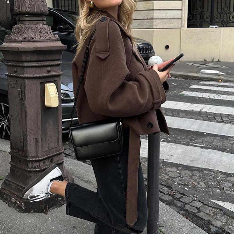 Damen modische cropped Jacke im Trench-Stil Echoarchiv