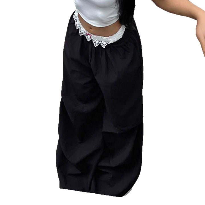 Damen nan Loungewear Schlafhose mit mehrlagigen Volants, elastischem Spitzenbund und weitem Bein Echo Archiv