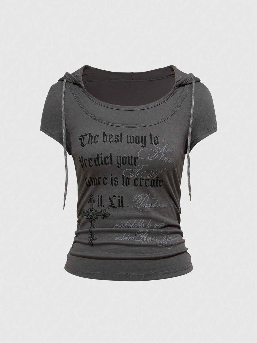 Damen Kapuzen-T-Shirt mit einzigartigem Schriftzug Echo Archiv