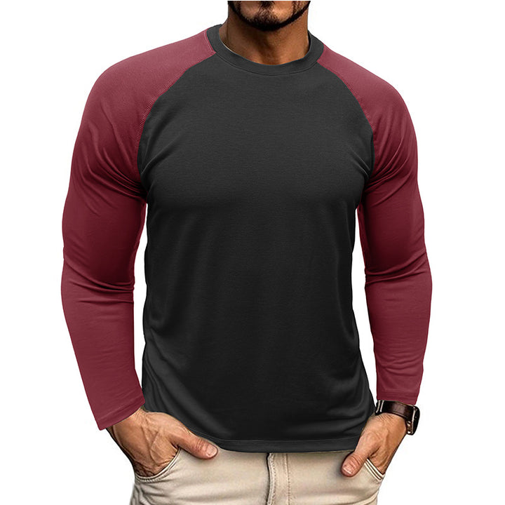 Herren Raglan-Langarmshirt aus atmungsaktivem Baumwollmix mit Kontrastärmeln Echoarchiv