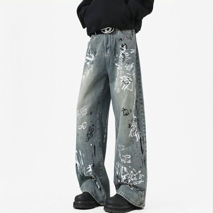Damen Modische Graffiti Jeans Echoarchiv