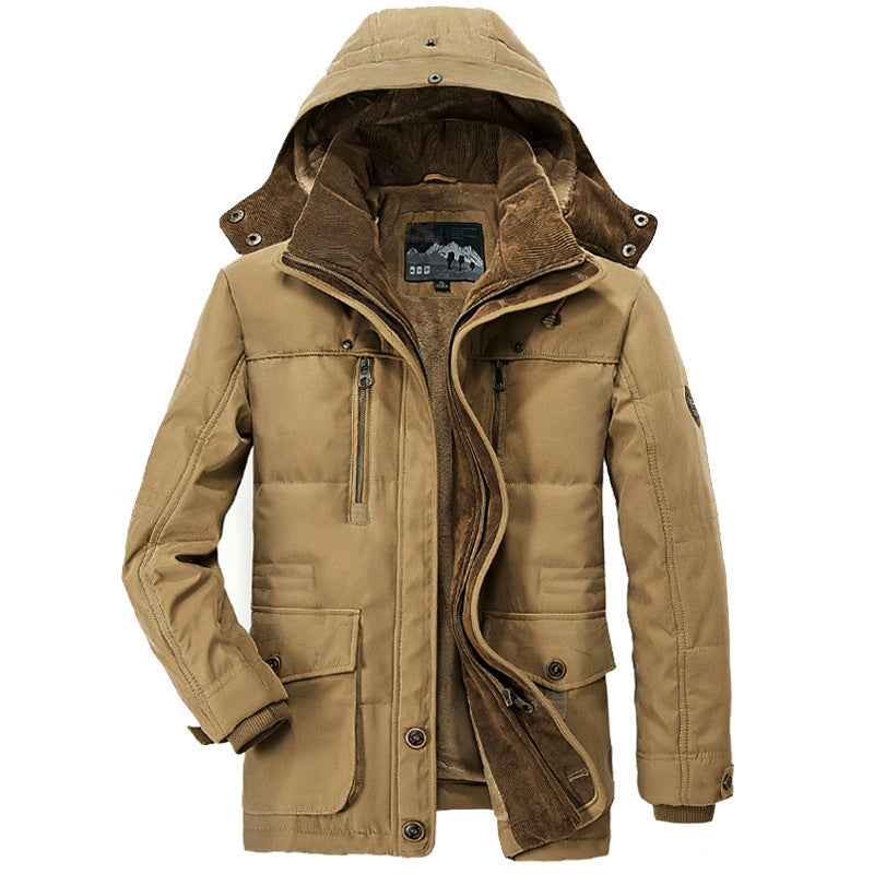 Herren Canvas-Fieldparka mit Cordkragen, wärmendem Fleecefutter und Multifunktions‑Taschen – Taviero
