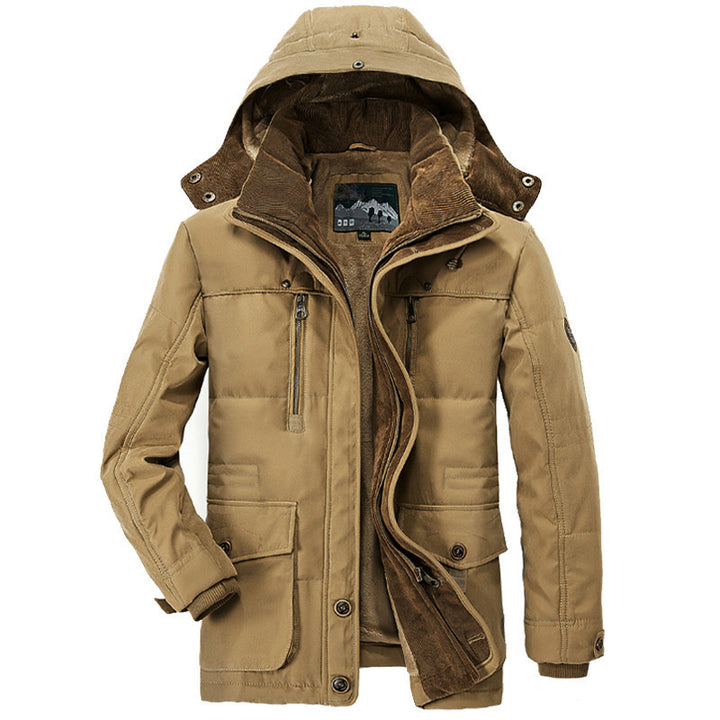 Herren Canvas-Fieldparka mit Cordkragen, wärmendem Fleecefutter und Multifunktions‑Taschen – Taviero