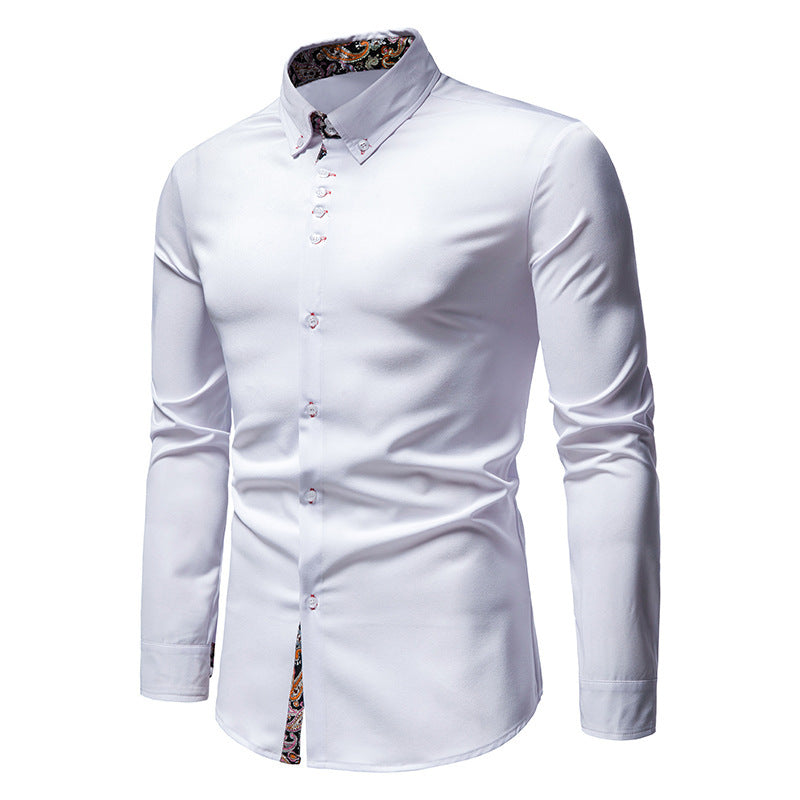 Herren elegantes Langarmhemd mit auffälligem Paisley-Muster Echoarchiv