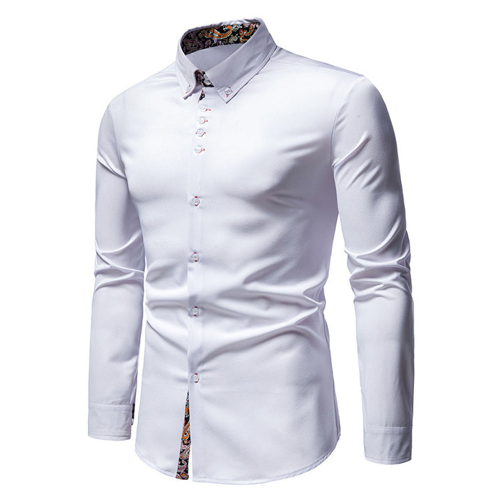 Herren elegantes Langarmhemd mit auffälligem Paisley-Muster Echoarchiv