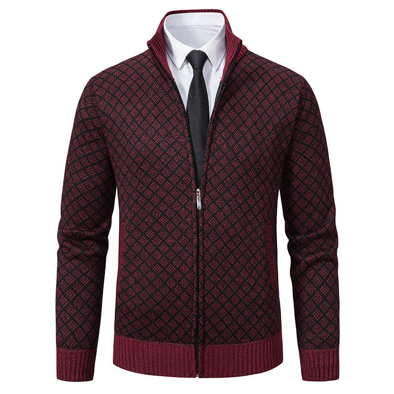Herren Modische Strickjacke mit hochwertigem Zopfmuster und Reißverschluss Echoarchiv