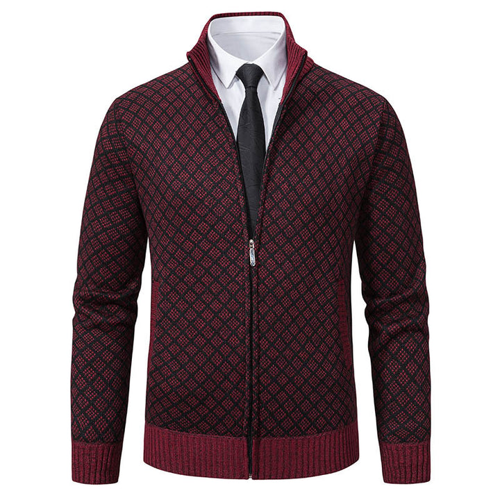 Herren Modische Strickjacke mit hochwertigem Zopfmuster und Reißverschluss Echoarchiv