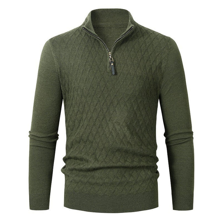 Herren Strickpullover mit modernem Rautenmuster und Reißverschluss Echoarchiv