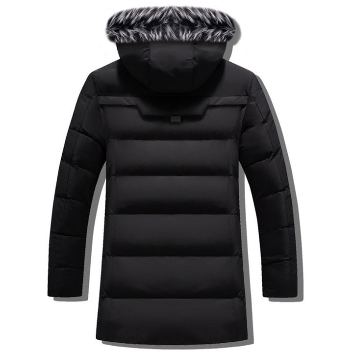 Herren Langer Thermo-Parka mit Kunstfellkapuze, Chevron-Steppung und Fleece-Innenfutter Echoarchiv