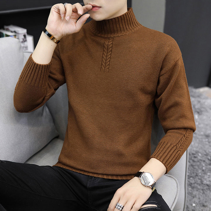 Herren Strickpullover mit hohem Kragen und Rippstrickdetails Echoarchiv