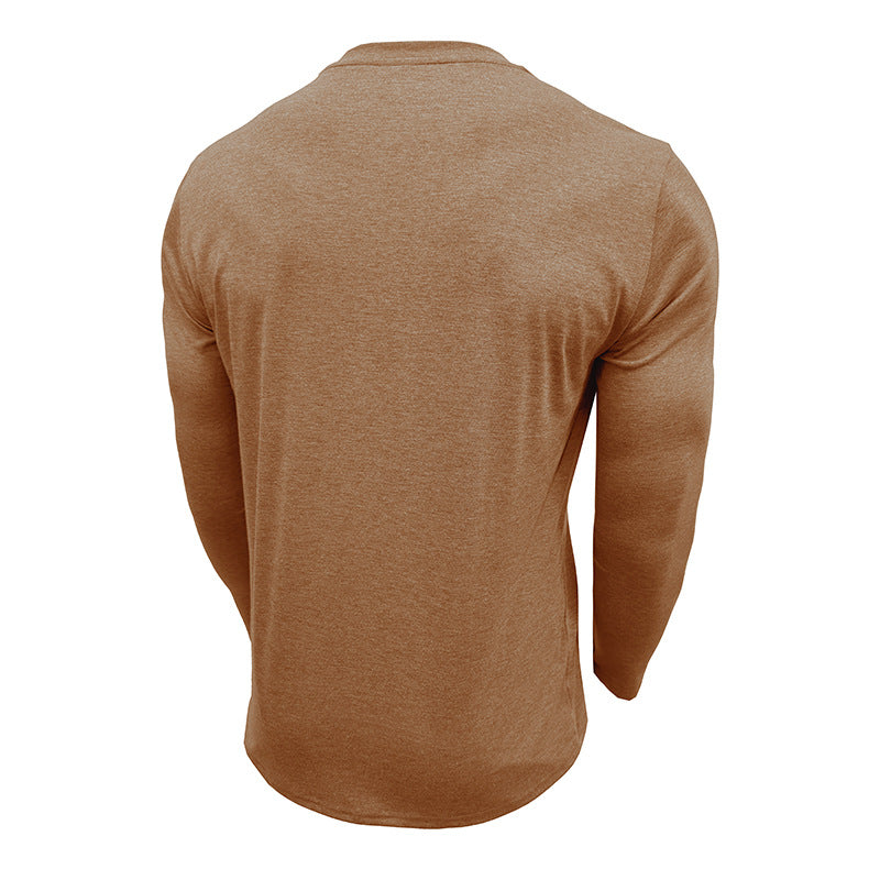 Herren Langarm-Henley-Shirt mit modischer Knopfleiste und stilvollem Taschen-Design Echoarchiv
