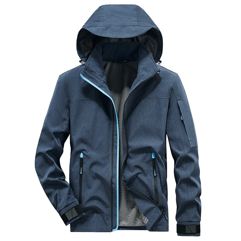 Herren Atmungsaktive Softshell-Outdoorjacke mit Kapuze, verschweißten Reißnähten und Ärmel-Tasche Echo Archiv