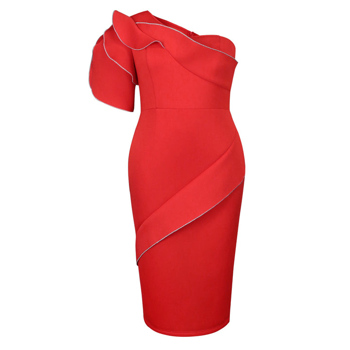 Damen figurbetontes Wickelkleid mit asymmetrischem Design und trendigem Rüschenelement Echo Archiv