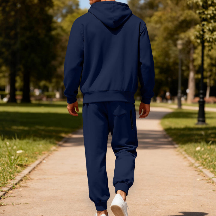 Herren nan Kapuzensweat-Set mit durchgehendem Reißverschluss, Kängurutasche und konischer Jogginghose mit Reißverschlusstaschen Echo Archiv