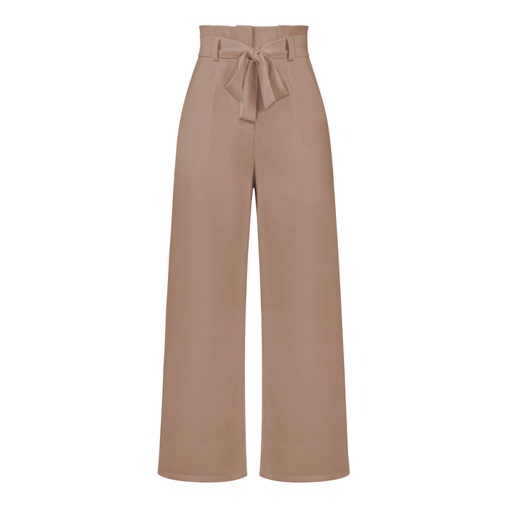 Damen hochtaillierte Paperbag-Hose mit weitem Bein und Taillengürtel – Avérine