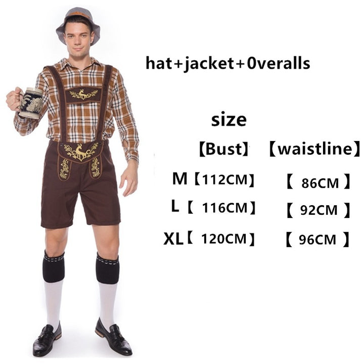 Damen nan Trachten-Shorts Latzhose mit bestickter Vorderpasse, verstellbaren Trägern und kariertem Blusen-Set Echo Archiv