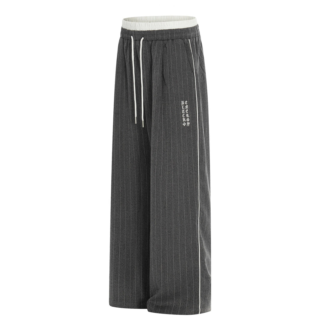 Damen Weite Pinstripe-Culotte-Hose mit elastischem Bund und Kordelzug Echoarchiv