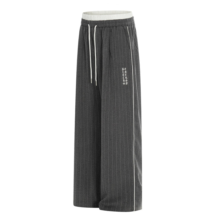 Damen Weite Pinstripe-Culotte-Hose mit elastischem Bund und Kordelzug Echoarchiv