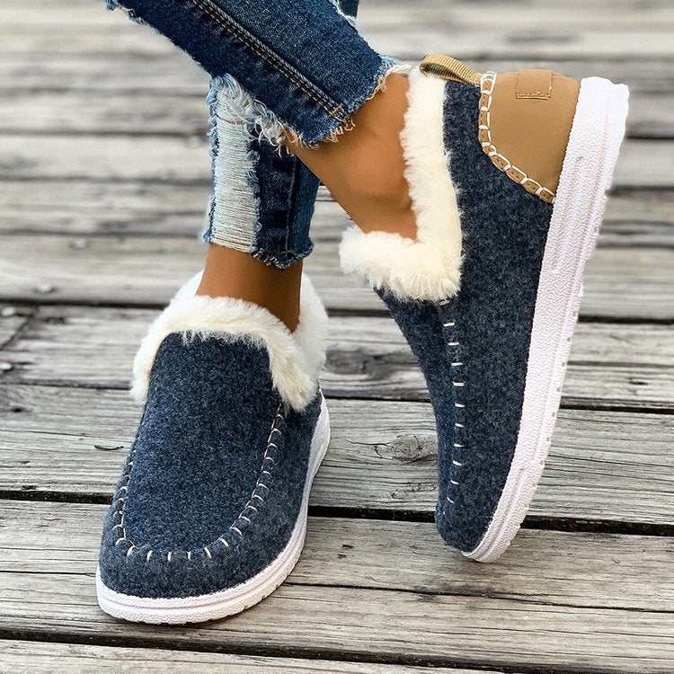 Damen Gefütterte Moccasin‑Sneaker in Wolloptik mit Teddyfutter und Ziernaht Echo Archiv