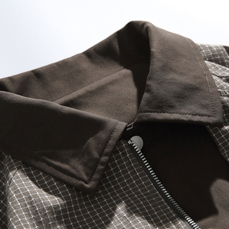 Herren Karierte Oversize-Hemdjacke im Coach-Stil mit Cordkragen Echoarchiv