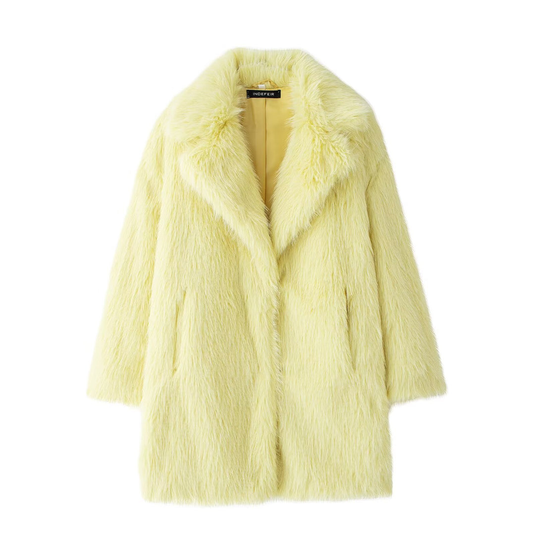 Damen Faux-Fur-Mantel mit Oversize-Schalkragen und langem, taillenfreiem Schnitt Echo Archiv