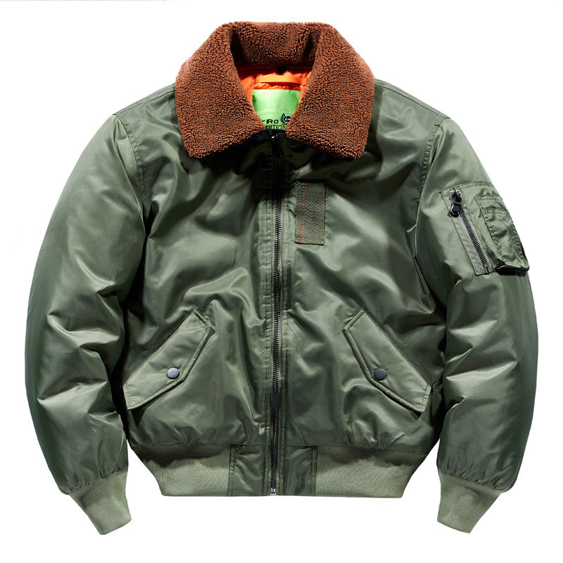 Men's Sherpa-Collar Insulated Pilot Bomber with Sleeve Utility Pocket – Brevano