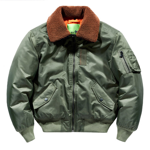Men's Sherpa-Collar Insulated Pilot Bomber with Sleeve Utility Pocket – Brevano