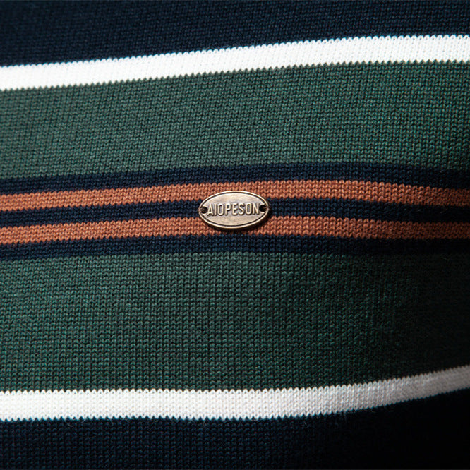 Herren Strickpullover mit halbem Reißverschluss und modischen Streifen Echoarchiv