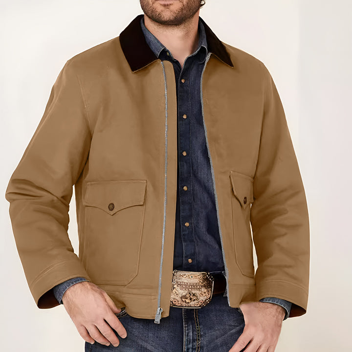 Herren Baumwolljacke mit robustem Stehkragen und praktischen Taschen Echoarchiv