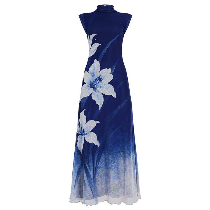 Damen Maxikleid mit floralem Design und elegantem Stehkragen Echo Archiv
