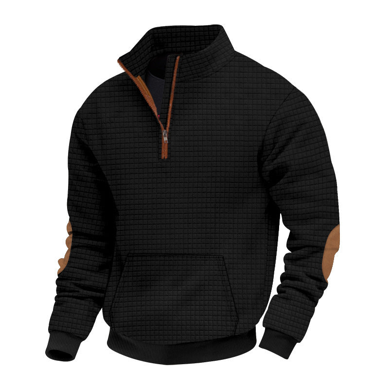 Herren strukturierter Fleece-Pullover mit modischem Stehkragen Echoarchiv