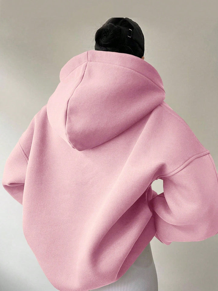 Damen Oversized Kapuzenpullover mit halbem Reißverschluss Echoarchiv