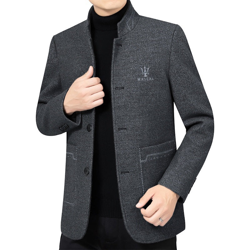Herren Kurzmantel mit Stehkragen und aufgesetzten Taschen aus Wollmischung – Montevé