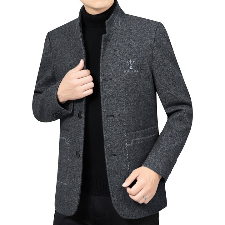 Herren Kurzmantel mit Stehkragen und aufgesetzten Taschen aus Wollmischung – Montevé