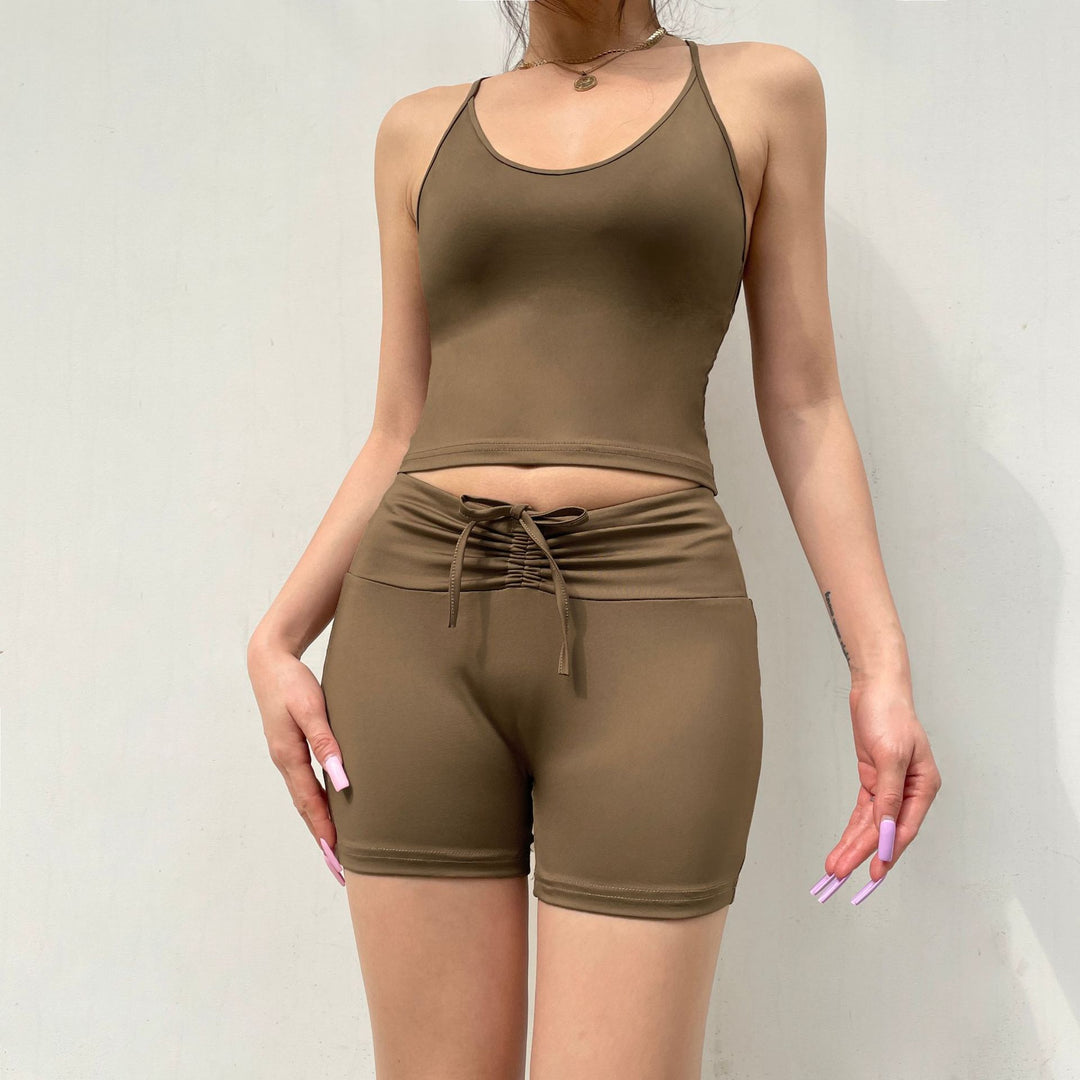 Damen Sportliches Crop-Top und Shorts-Set mit verstellbarem Bund Echo Archiv