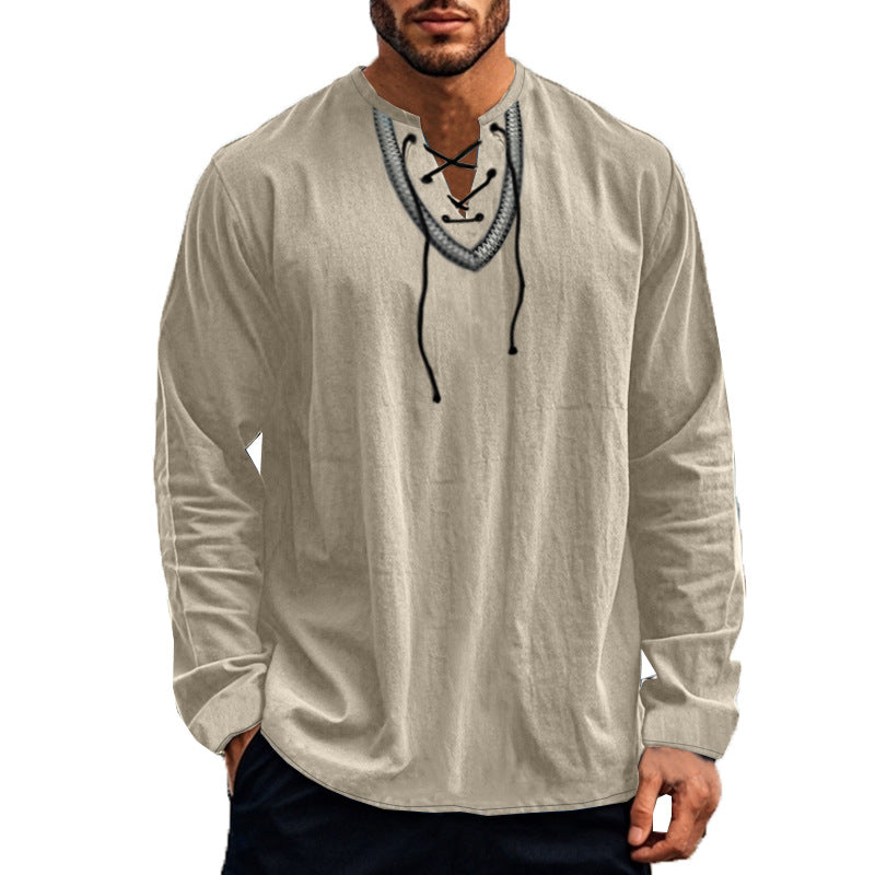 Herren lässiges Langarmshirt mit modernem Schnürdesign Echoarchiv