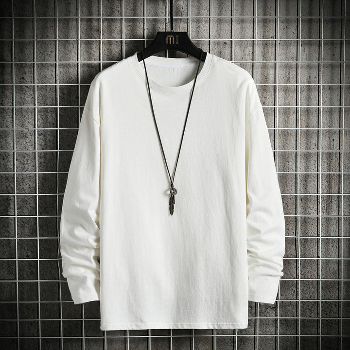 Herren nan lässiges Baumwoll-Basic-Langarmshirt mit Rundhals, Relaxed Fit und verstärkter Saumverarbeitung Echo Archiv